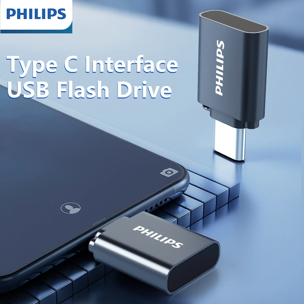 Philips Compact Type-C Storage Stick Fast File Transfer Multi Capacity Plug And Play Mobile Office Flash Drive