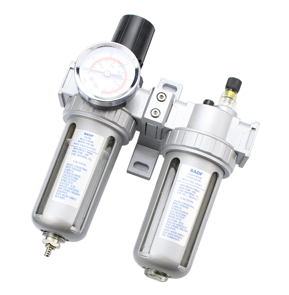 SFC-200 300 400 Two Units Air Filter Regulator Lubricator Air Compressor Filter Regulator SFC-200 Air Preparation Units