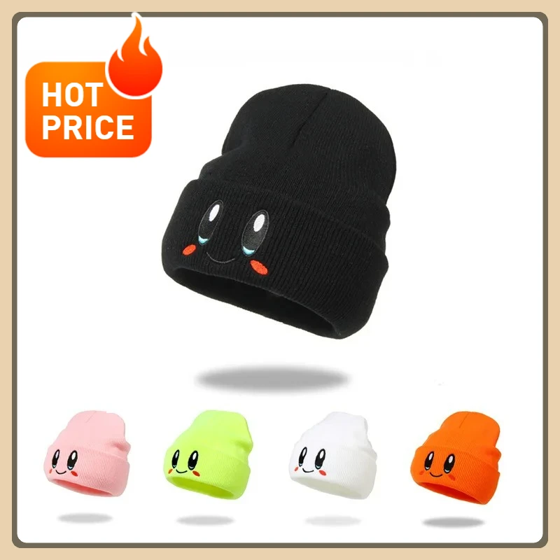 Winter wool knit hat, fashionable and stretchy embroidered beanie, suitable for street hip-hop, warm knitted hat set