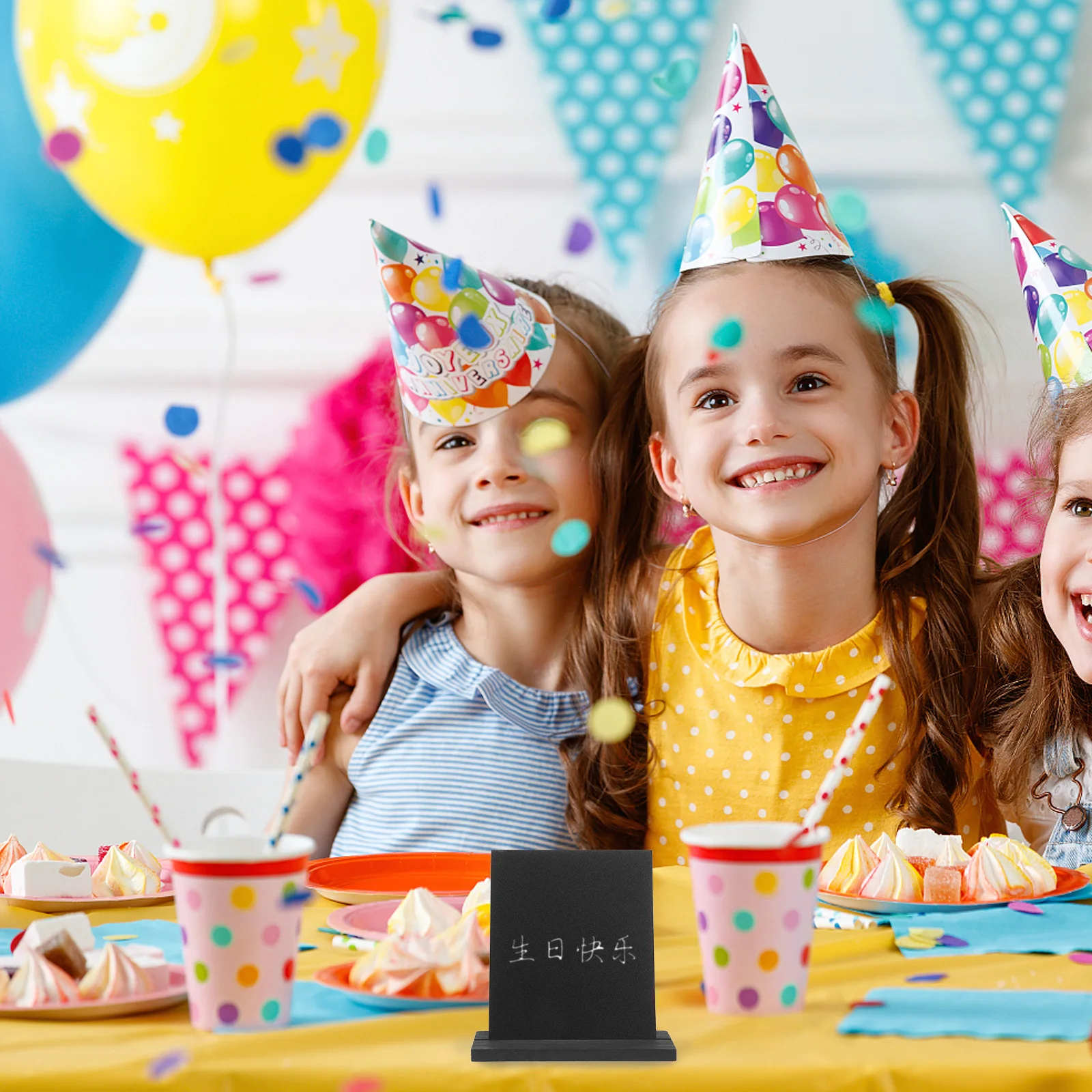 

4Pcs Double Sided Blackboards Mini Creative Writing Boards Solid Base for Home Office Garden Birthday Sign Decoration