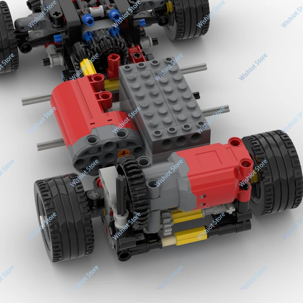 Moc blocos de construção de tração traseira, chassi de carro esportivo, motor l, servo motor, aplicativo de controle remoto, compatível com legoeds