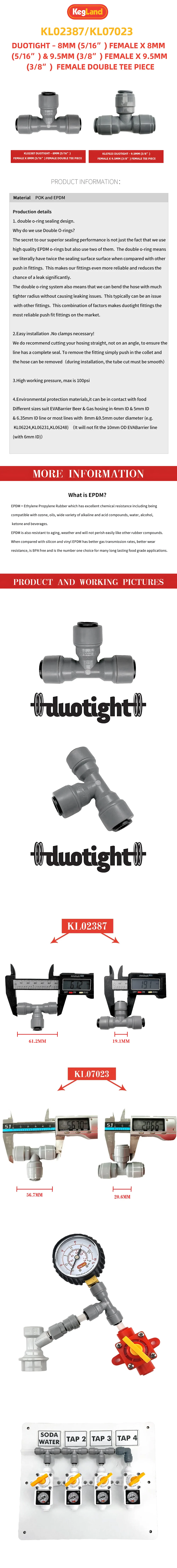 KegLand Duotight Kunststoff-Schnellkupplungsrohr-Schlauchverbinder, Steckanschluss, 8 mm (5/16), T-Stück, Bierbrauen, selbstgebraute Teile – Detail 1