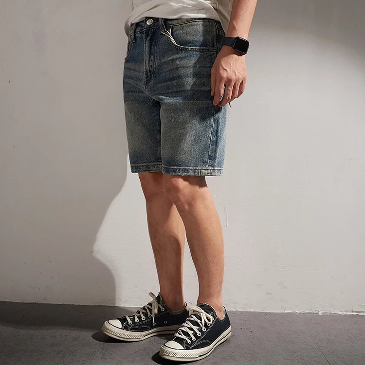 2022 Summer New American Retro Multi-pocketed Denim Shorts Men\'s Fashion 100% Cotton Washed Old Straight Casual Five-point Pants