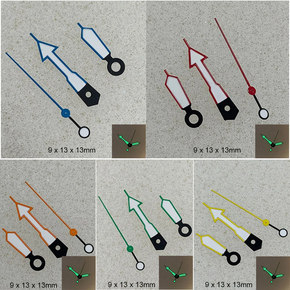 Großhandel Grüne Leuchtende Uhrzeiger Passend für NH35 NH36 4R 7S Uhrwerk 9*13*13mm Zeiger Rot/Orange/Blau/Grün/Gelb – Detail 8