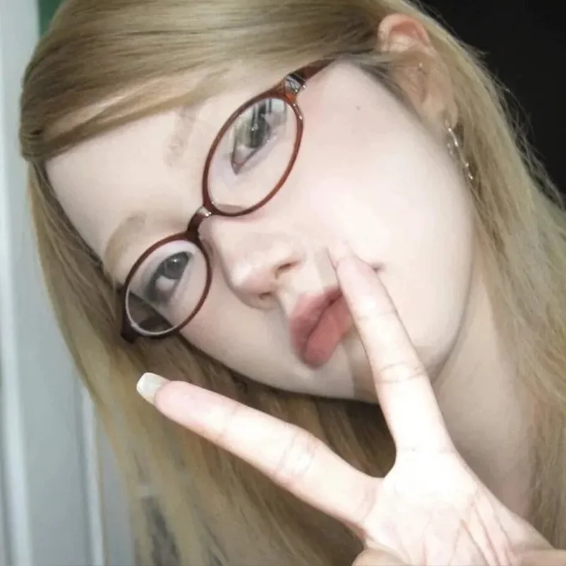 Gafas ovaladas de montura estrecha japonesas para mujer, gafas Vintage Y2K antiluz azul, gafas decorativas Harajuku a la moda