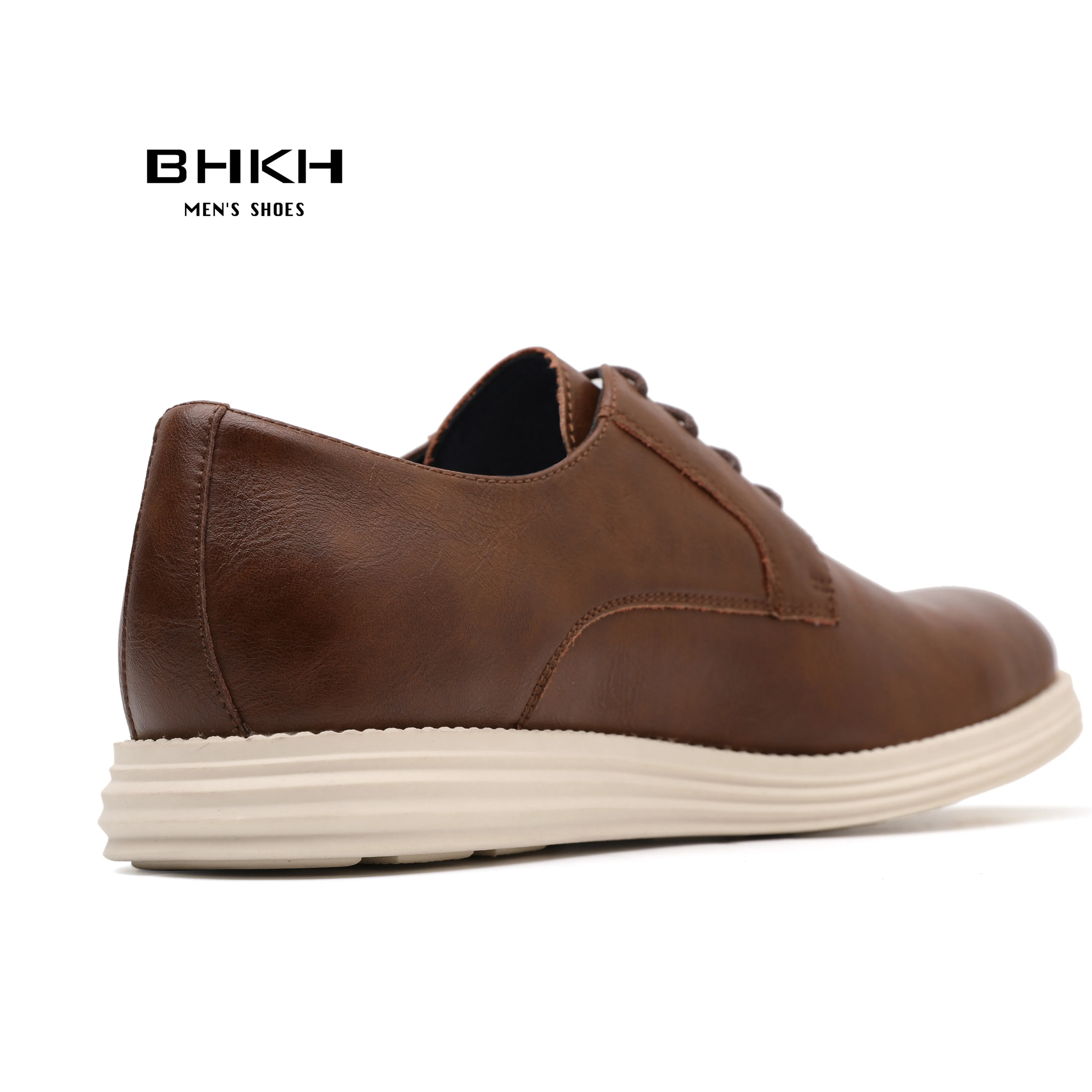 BHKH 2024 Leather Men Casual Shoes Smart Business Work Office Lace-up Dress Shoes Lightweight Men Shoes