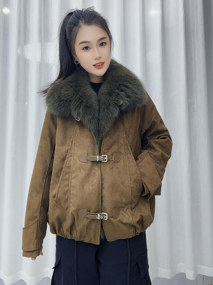 Fur Coat Cropped Oversized Short Jacket Thermal Vintage City Fashion Cold Weather Outerwear Genuine Fur Coats for Street Style