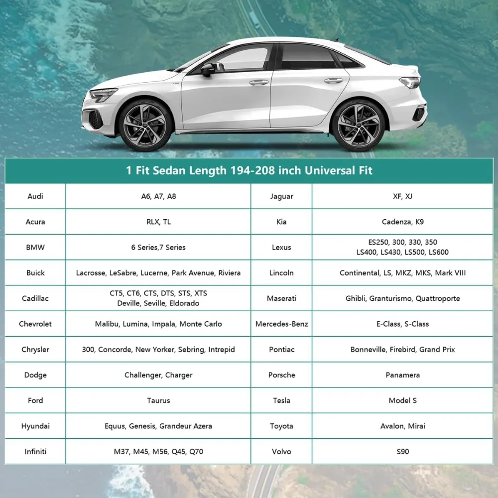 غطاء سيارة عالمي مقاوم للماء وشديد التحمل لحماية جميع الأحوال الجوية، مناسب لسيارات السيدان ونماذج مختلفة بما في ذلك ES350، Mo #5
