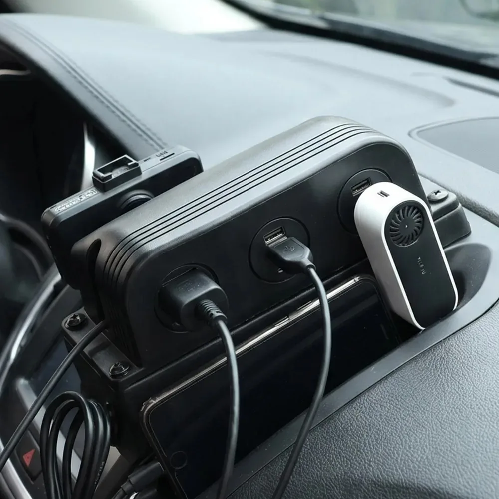 Car USB Tent Base Socket Holder Single/ Dual/ Triple Hole Power Outlet Panel ABS Mount Bracket for RV Truck DIY Modification view 4