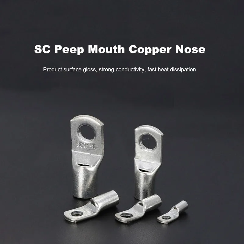 30/10Pcs Copper Nose SC35/50/70 Tin Plated Battery Terminals Cable Lug Hole ID 6/8/10/12/14/16mm Wire Connector