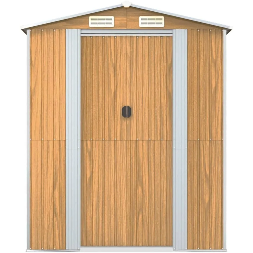 منزل جاهز، سقيفة حديقة واسعة - بني فاتح، فولاذ مجلفن - رائعة للأدوات الخارجية وأساسيات حمام السباحة والحديقة #4