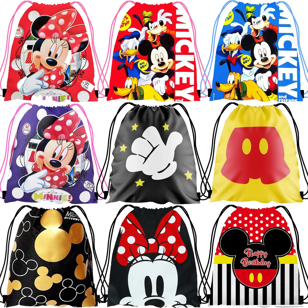 

Disney Mickey Minnie Look Drawstring Bags Men Women Portable Sports Gym Sackpack Anime Mouse Mickey Training Backpacks 34x27cm