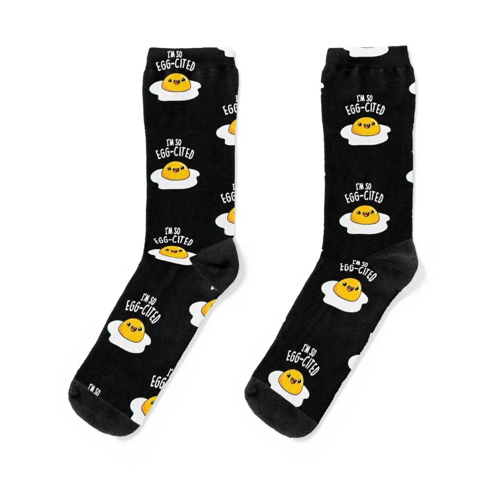 

I'm So Egg-cited Funny Egg Puns (Dark BG) Socks funny gifts Children's Wholesale Socks Girl Men's
