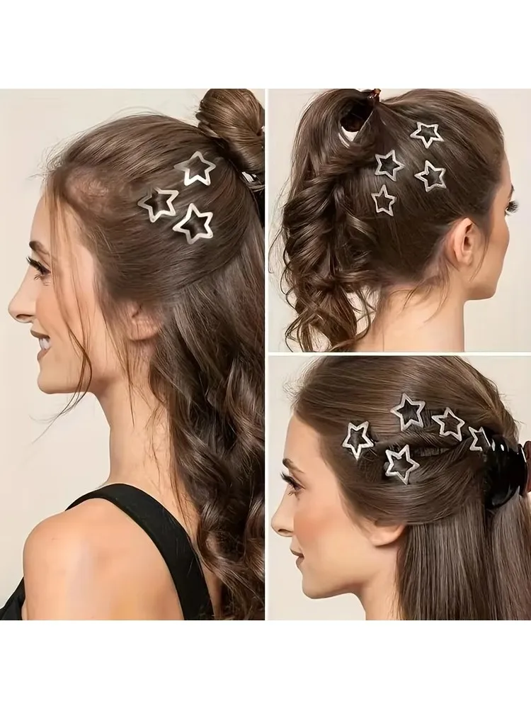 10/20/40/60pcs Star BB Hair Clips Silvery Metal Pentagram Snap Hairpins Barrettes For Girls Headwear Hair Accessories
