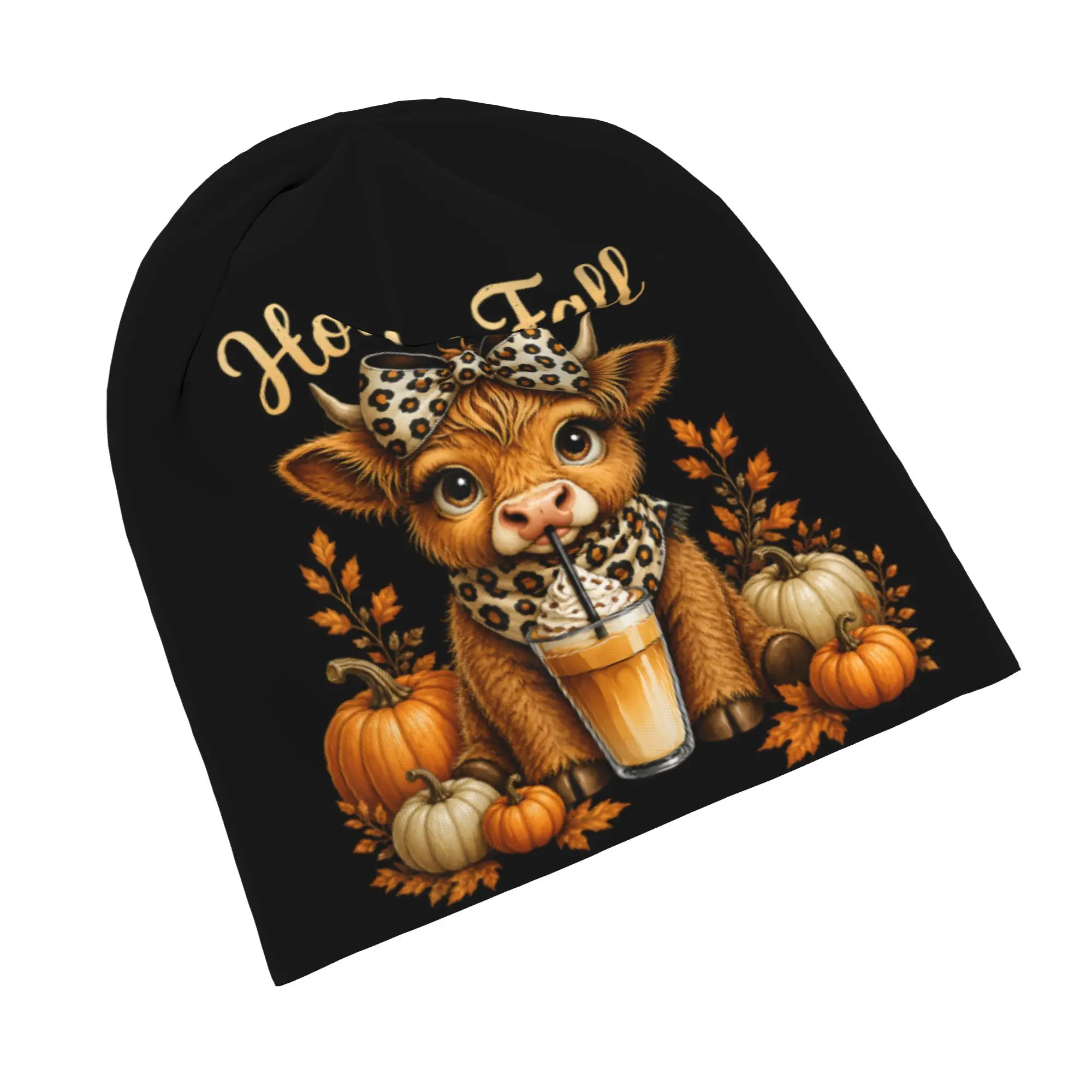 Howdy Fall Highland Thanksgiving Cap Pumpkin Hip Hop Men Women Outdoor Skullies Beanies Hat Summer Warm Multifunction Bonnet Hat