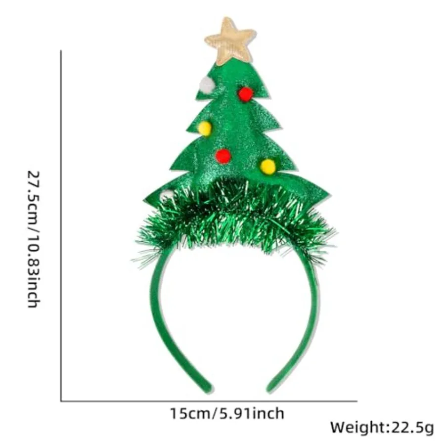عصابة رأس على شكل شجرة عيد الميلاد - عصابات رأس لطيفة لعيد الميلاد للنساء لمستلزمات تزيين الشعر في حفلات أعياد الميلاد #4