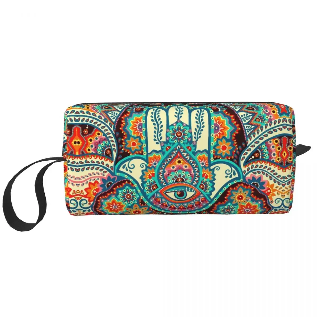 Hamsa Hand Mandala Flower Evil Eye Makeup Bag Travel Cosmetic Bag Men Women Bohemian Toiletry Bags Accessories Organizer