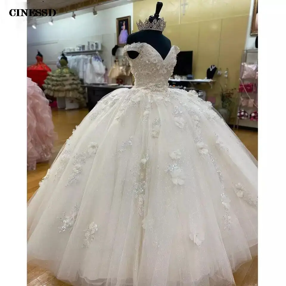 فساتين Quinceanera الوردي قبالة الكتف ، ثوب الكرة ، الزهور المصنوعة يدويا ، يزين الأزهار ، مشد الدانتيل ، الحلو 15 ملابس الحزب