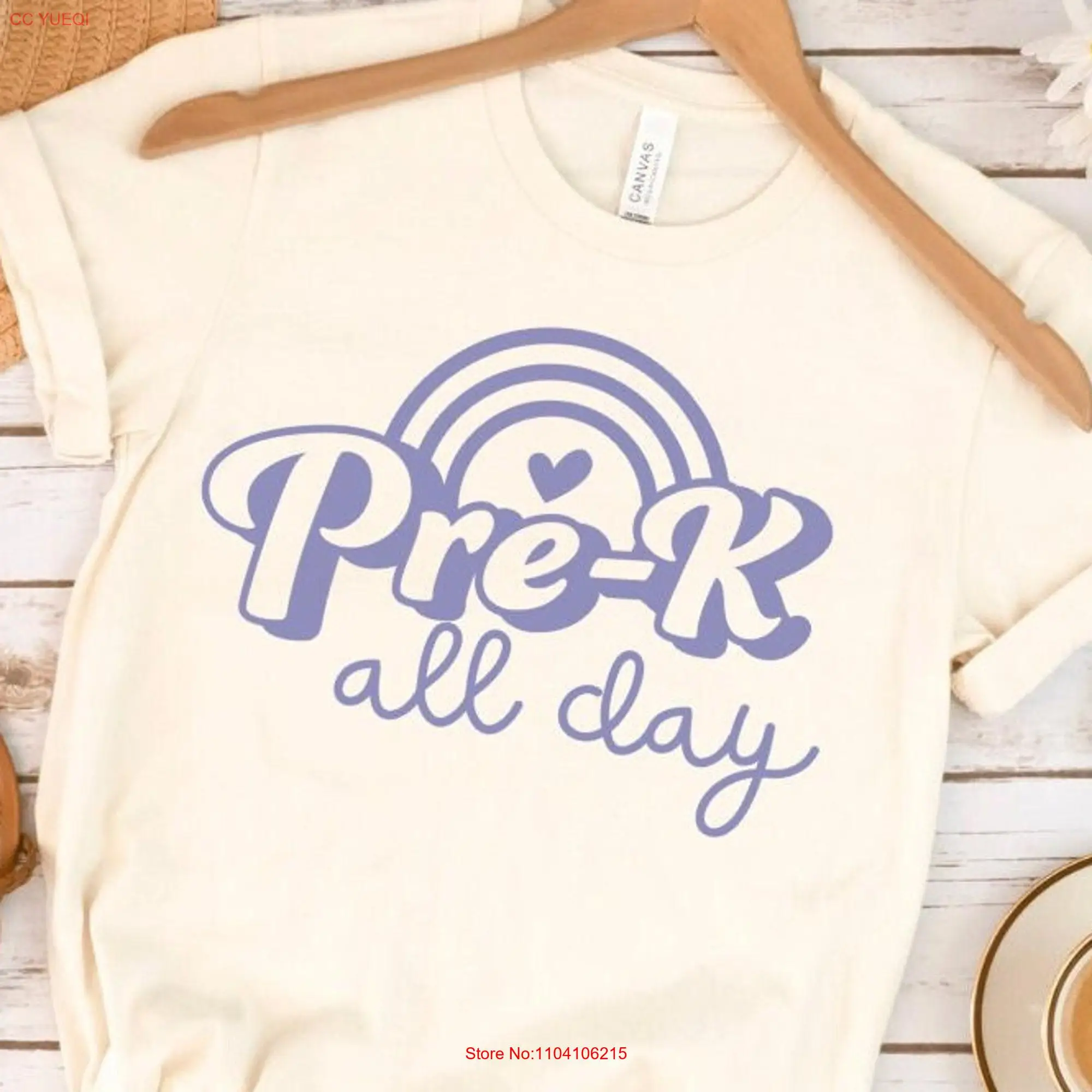 Pre K All Day Teacher of Preschool First School Teachers Vibes Education Grade Level Hello T Shirt long or short sleeves