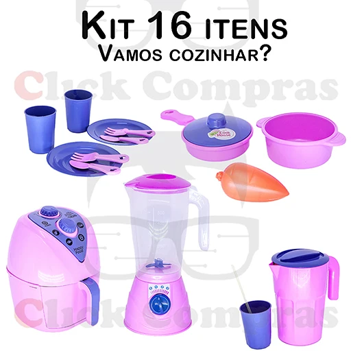 Children's Kitchen Air Fryer Blender Glass Pan 16 PCs