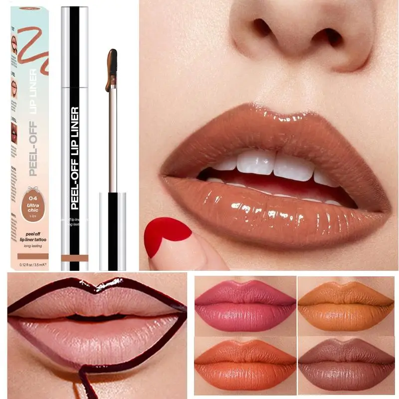 تقشر الشفاه بطانة ماتي الشفاه بطانة تقشر ملمع الشفاه مقاوم للماء المخملية خط الشفاه الأحمر البني ليس من السهل تتلاشى أحمر الشفاه مستحضرات التجميل #1