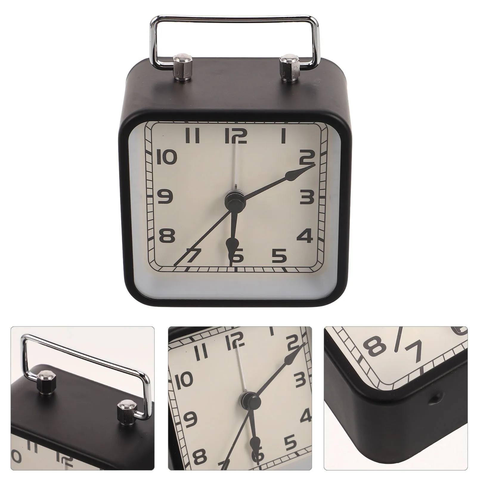 

Easy to Use Silent Square Metal Alarm Clock Lighted Desk Clock for Bedroom Study Table Alarm Clocks Desk Clocks
