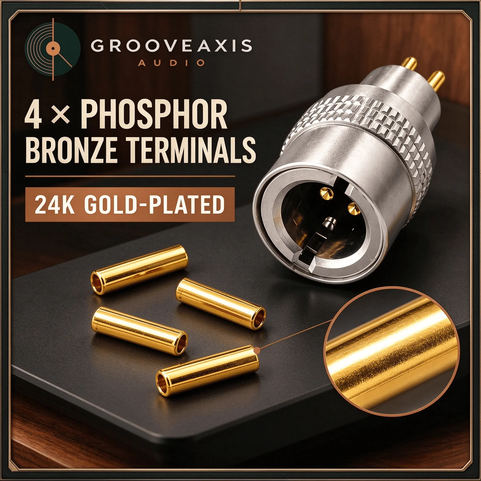 4-Pin Headshell Socket 8mm SME 24K Gold-Plated Connector Replacement for Audio Technica Panasonic Vinyl LP Turntable Parts