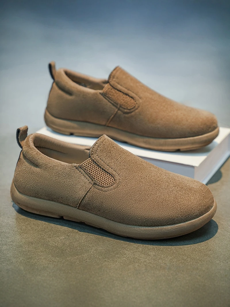 

Men's 2026 New Summer Casual Retro Brushed Leather Slip-On Work Commute Mule Shoes round Toe Low Heel Rubber Outsole