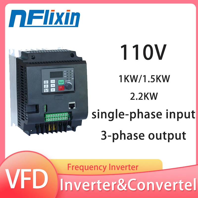 

Инвертор VFD VFD 1 кВт/1,5 кВт, вход 110 В и выход 110 В, 3 P, преобразователь переменной частоты, приводной инвертор для 3-фазного двигателя 110 В