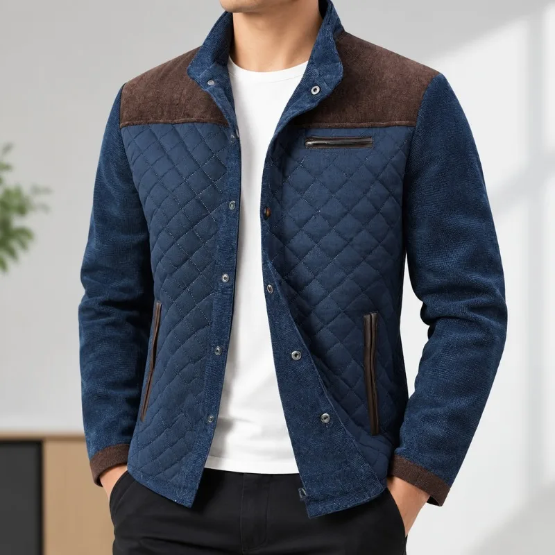 Mens High Street Corduroy Baseball Jacket Stand Collar Loose Fit Casual Outdoor Trendy Spring Autumn Comfortable Daily Outerwear