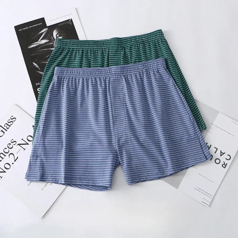 Mens Underwear Aro Pants Summer Breathable Cotton Boxers Youth Striped Boxershorts Pajama Pants  Mentrual Panties