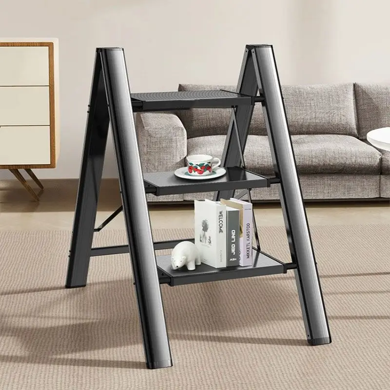 Thick Foldable Telescopic A-frame Ladder, Portable Multi-purpose Indoor Step Stool for Household Access