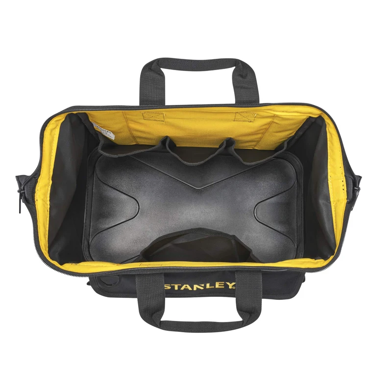 Stanley 600 Denier Open Mouth Tote Tool Bag 16In Plastic Bottom Waterproof Durable Multi-Pocket Storage Bag