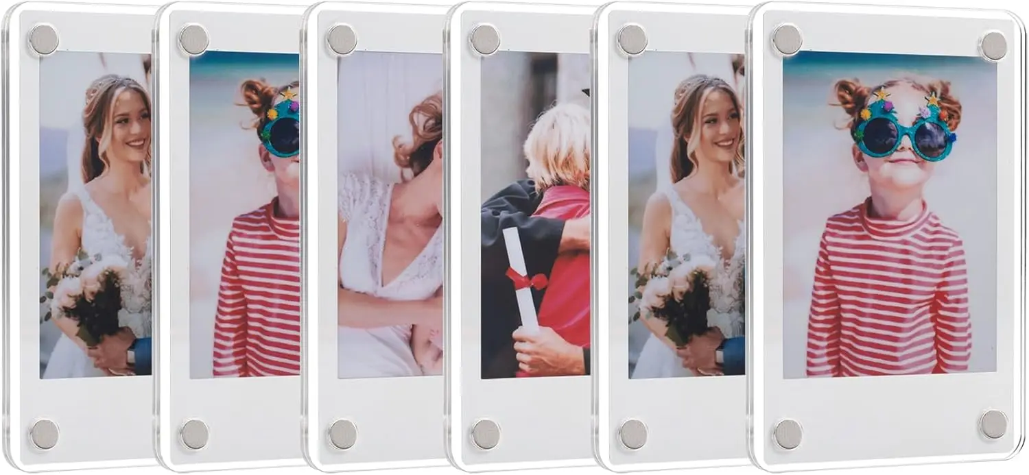 

6 Pack Acrylic Fridge Magnetic Frame for Polaroid, 2.95x4.13 In Mini Picture Frames Clear Picture Display Frame