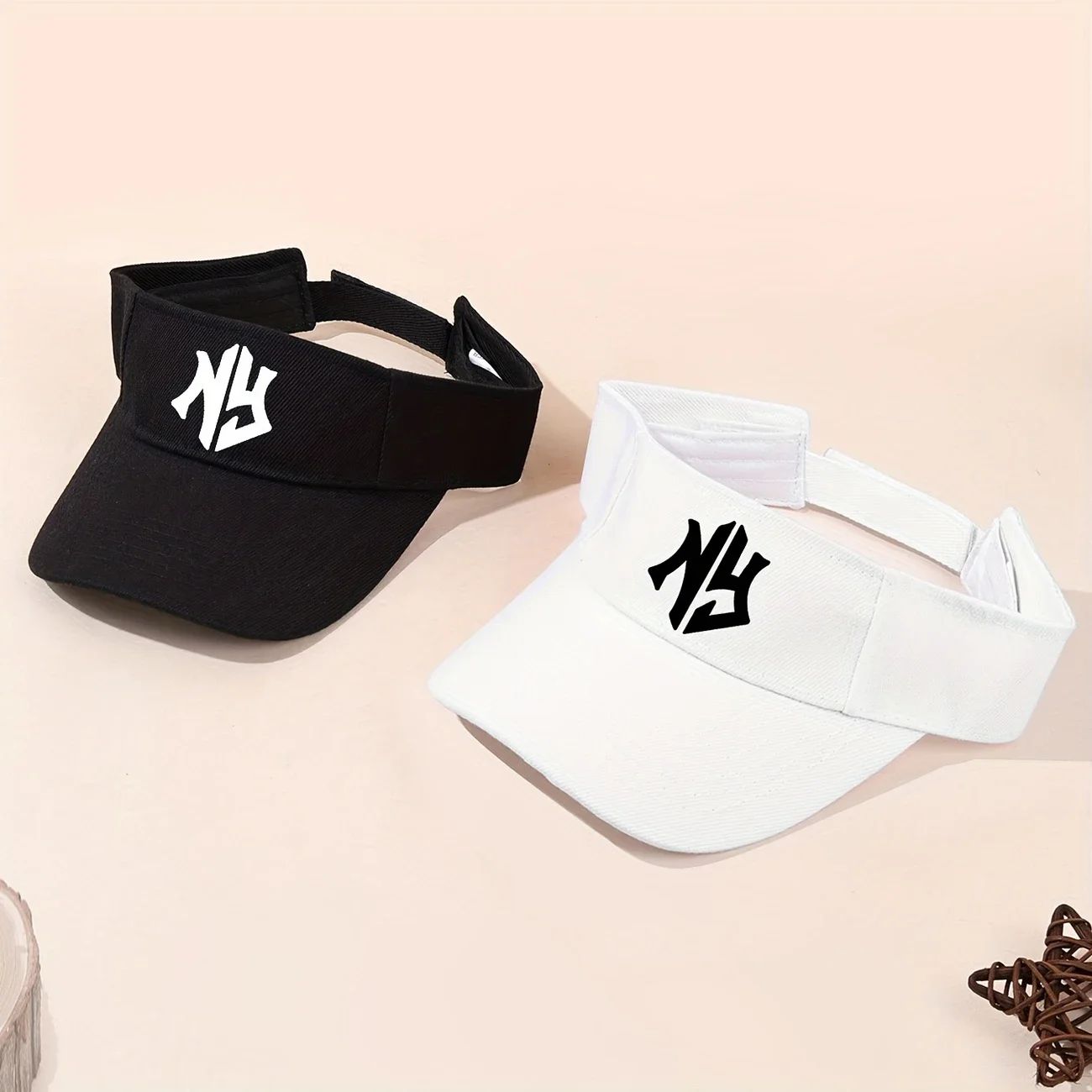 2pcs/1pc Sports Visor Hats NY Letter Printing Women Men Adjustable Empty Sun Top Hat Visor for Tennis Baseball Golf Athletic Cyc