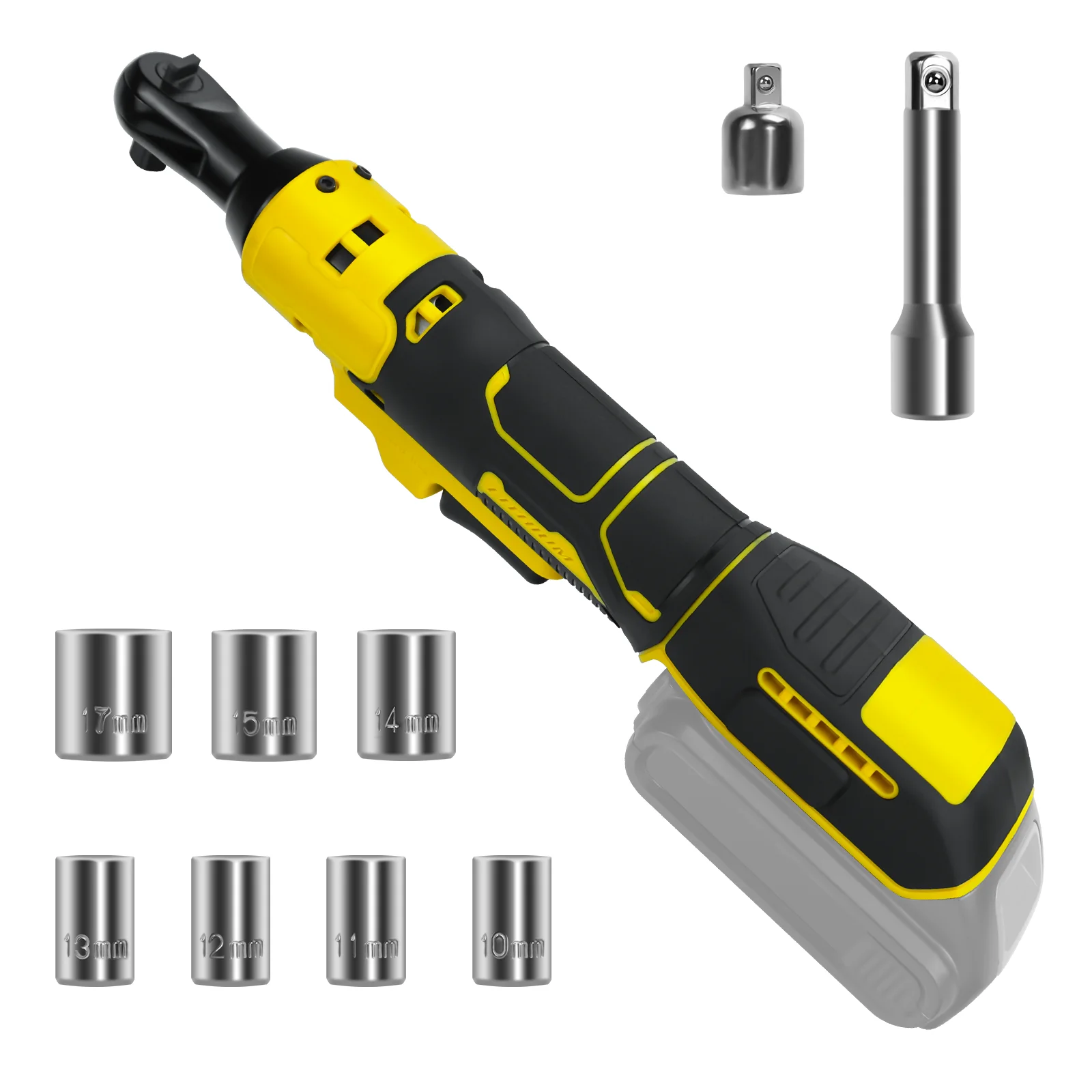 

Аккумуляторный ключ с трещоткой 3/8 дюйма для батареи Dewalt 20 В, электрический ключ с регулируемой скоростью 260 об/мин и адаптером 1/4 дюйма (без батареи)