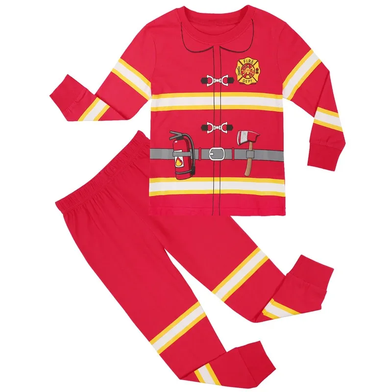 

Kids Firefighter Costume Boys Girls Policeman Clothes Set Child Carnival Cosplay Costumes Striped Outfit Novetly Party 2 PCS