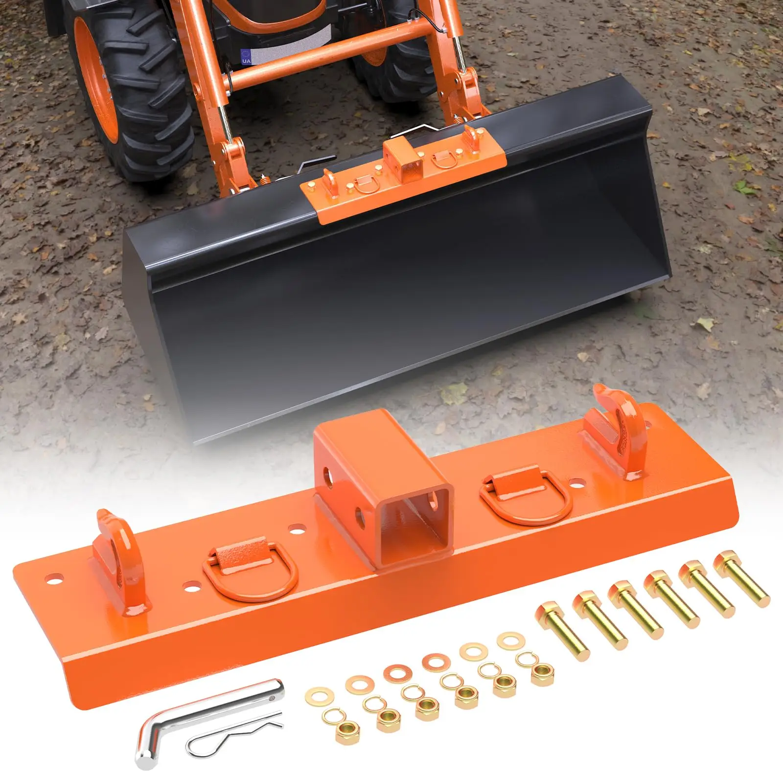 Hot-selling Bolted on Compact Tractor Bucket Grab Hooks with Shackle and 2