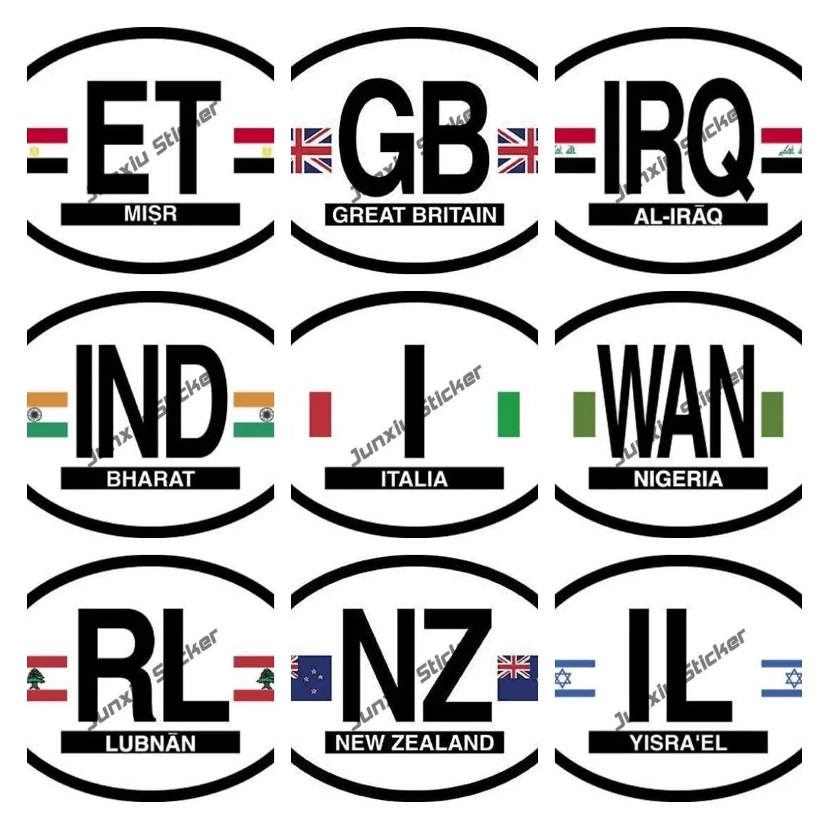 

Italy United Kingdom GB Nigeria EL Salvador Car Sticker Country Code Decal Waterproof UV Coated Famous Reflective Sticker Decal