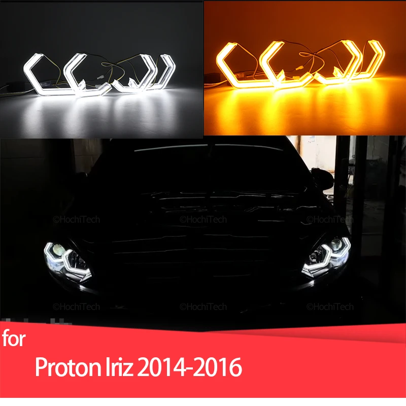 

Turn Signal Switchback M4 style White Yellow Halo Ring Angel Eyes LED Light Rings for Proton Iriz 2014 2015 2016