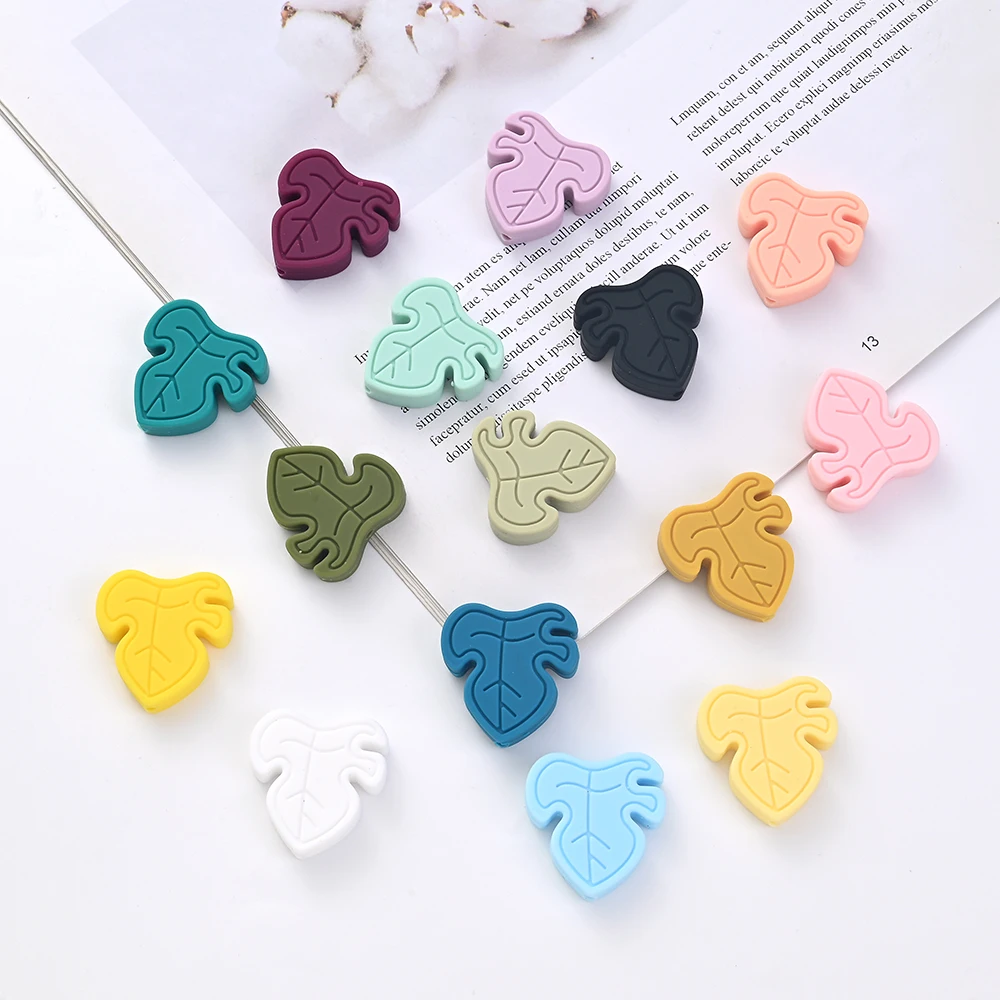 10Pcs Cartoon Colorful Leaf Silicone Beads Focal Beads DIY Accessories For Bracelet Keychain Necklace Keychain Jewelry Making