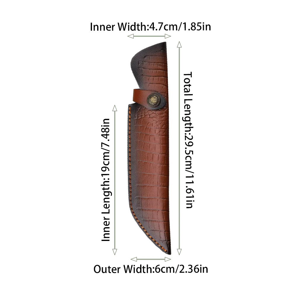 29.9 cm Fixed Blade Knife Scabbard Embossed Cowhide Cover Leather Sheath  Camping Knife Case Hunting Holsters with Belt Buckle