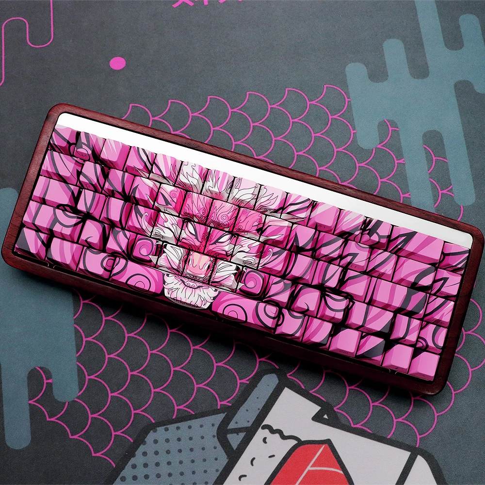 136 Keys Dinraal Pink Dragon Keycaps Cherry Profile Gaming Keyboard Keycaps Cherry PBT Keycaps For MX Switch Mechanical Keyboard