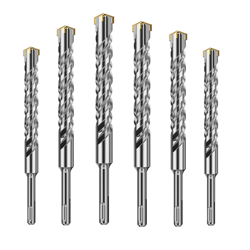 LIDIAO Round Handle Concrete Drill Bit with Double Helix Groove and Four Blades Tungsten Steel Drilling Diameter 6 to 14mm