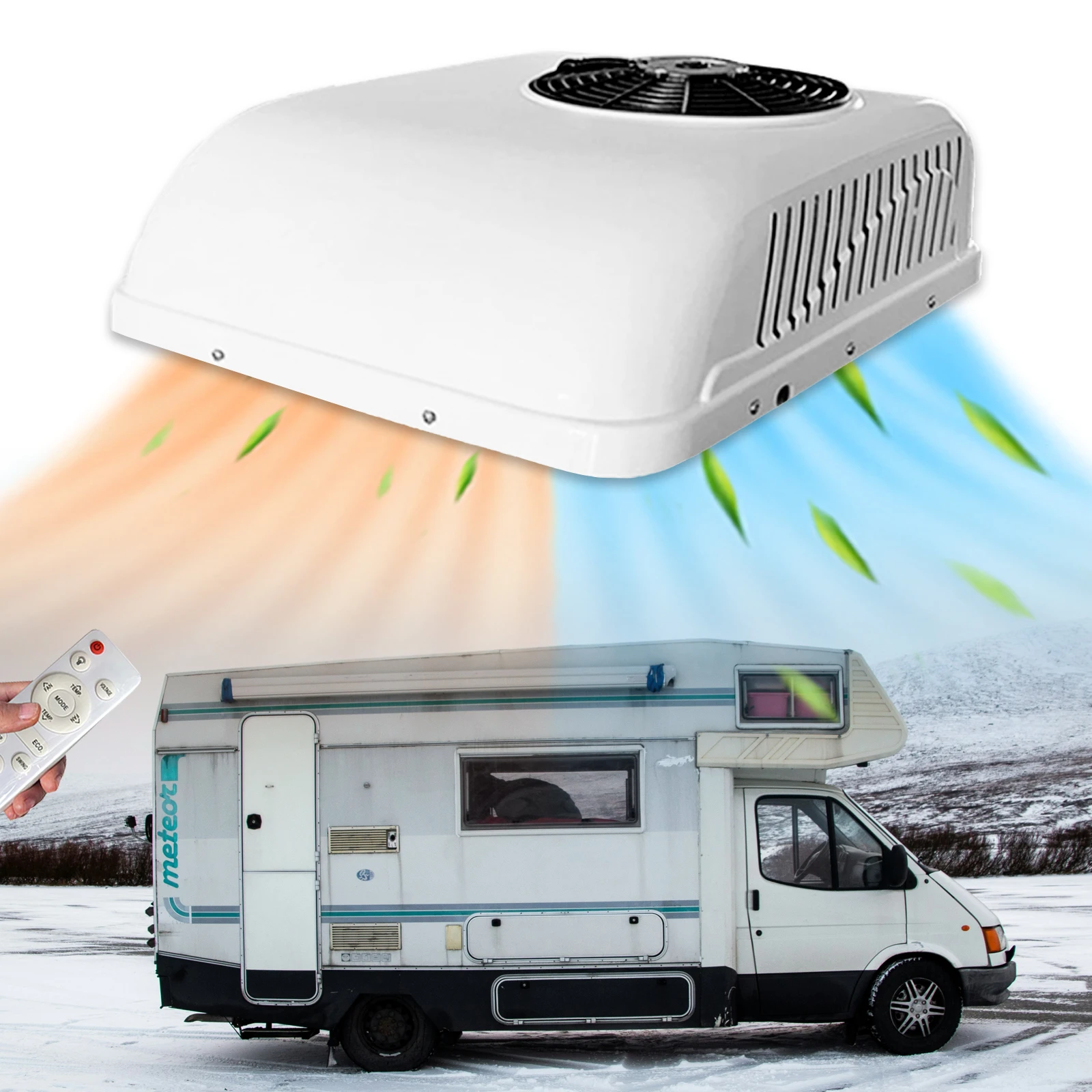 

Treeligo 13500BTU Heat&Cooling Electric Car Truck Rooftop Parking Air Conditioner For Camper RV Motorhome Caravan Tractor