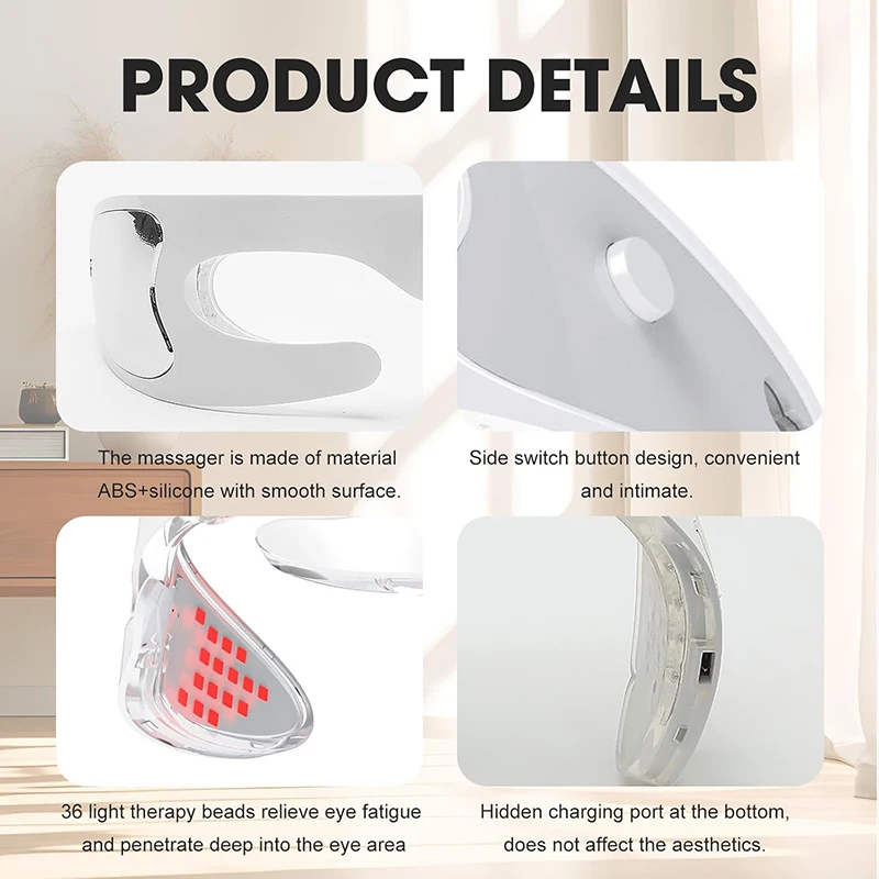 ثلاثية الأبعاد العلاج بالضوء الأحمر مدلك العين EMS الهالات السوداء الانتفاخ التجاعيد تقليل عيون التعب الإغاثة الاسترخاء العناية بالجمال #6