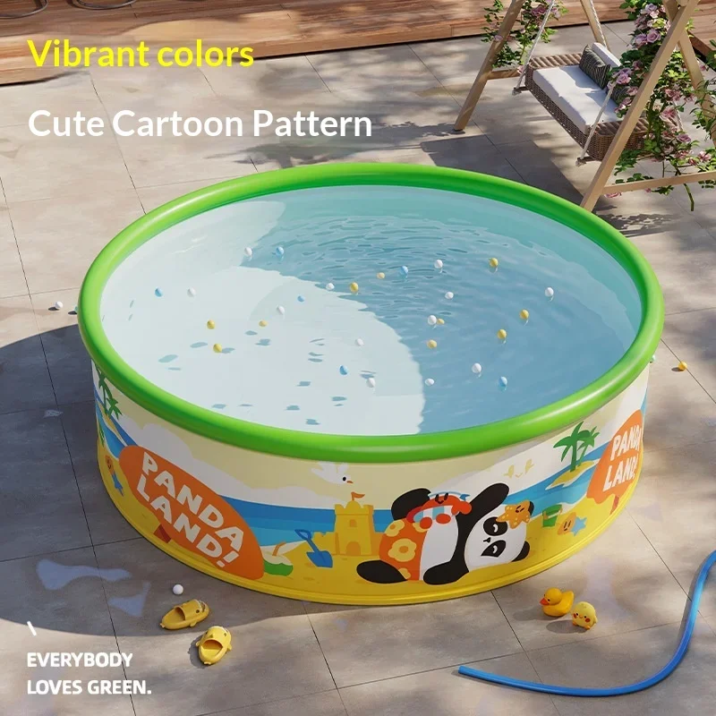 Portable Foldable Kids Pool Outdoor Backyard Home Family Baby Thick PVC Hard Wall Non Inflatable No Air Pump Easy Setup Hot Tub