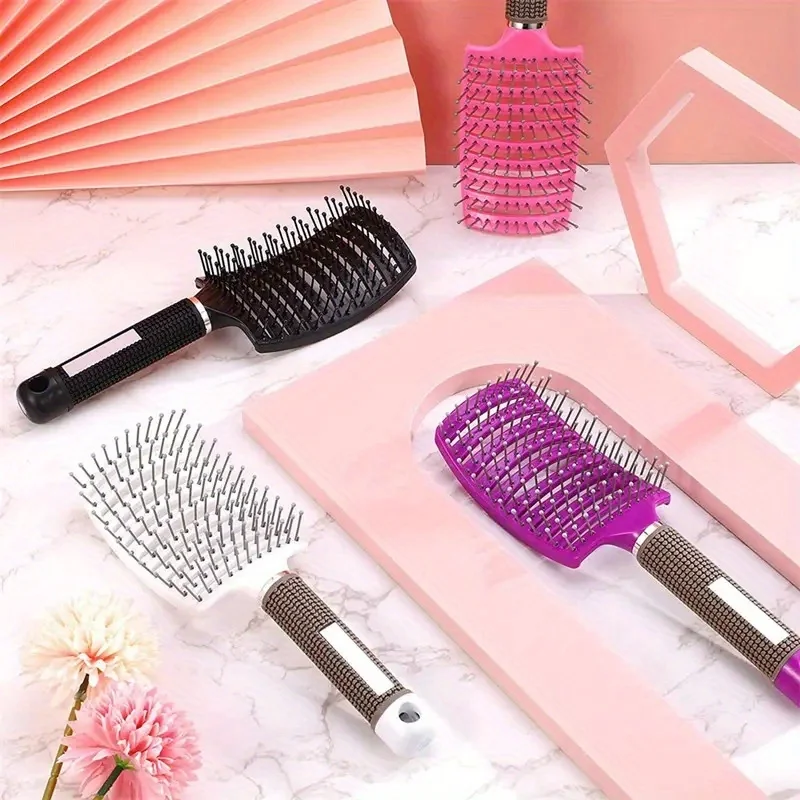 2pcs Hair Styling Comb Set - Detangling & Scalp Massage Brushes Large Curved Design for Quick Drying Suitable for All Hair Types