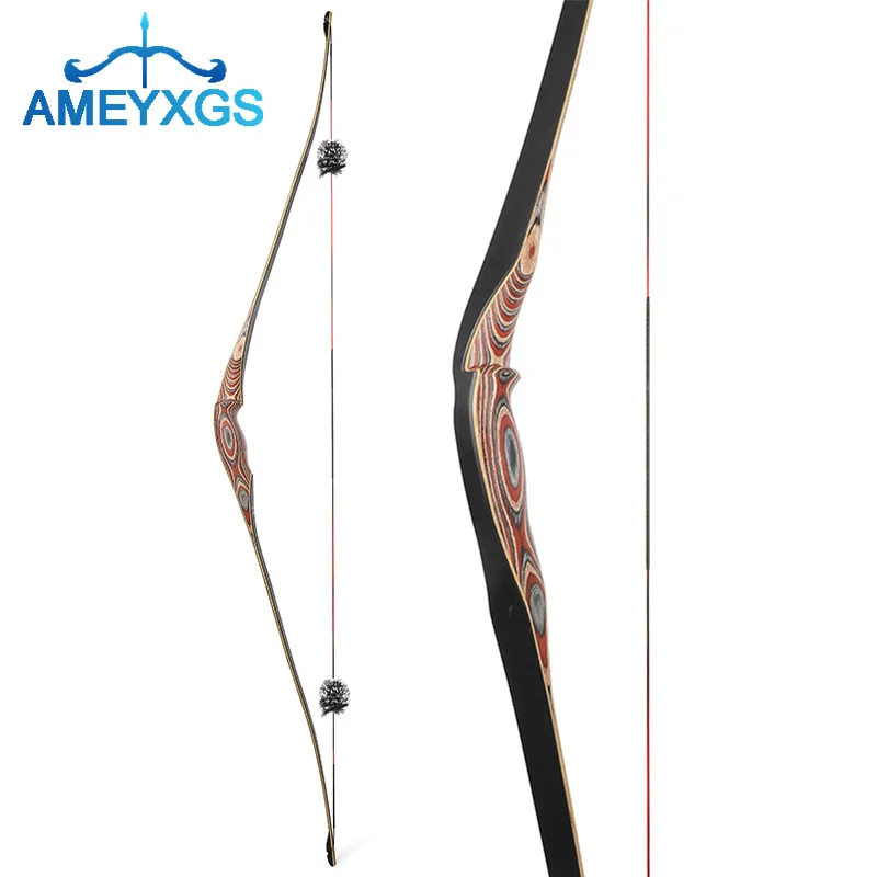 

20-55lbs Archery Traditional Bow Triangle Bow Color Wooden Laminated One-piece Bow for Outdoor Hunting Shooting Accessories