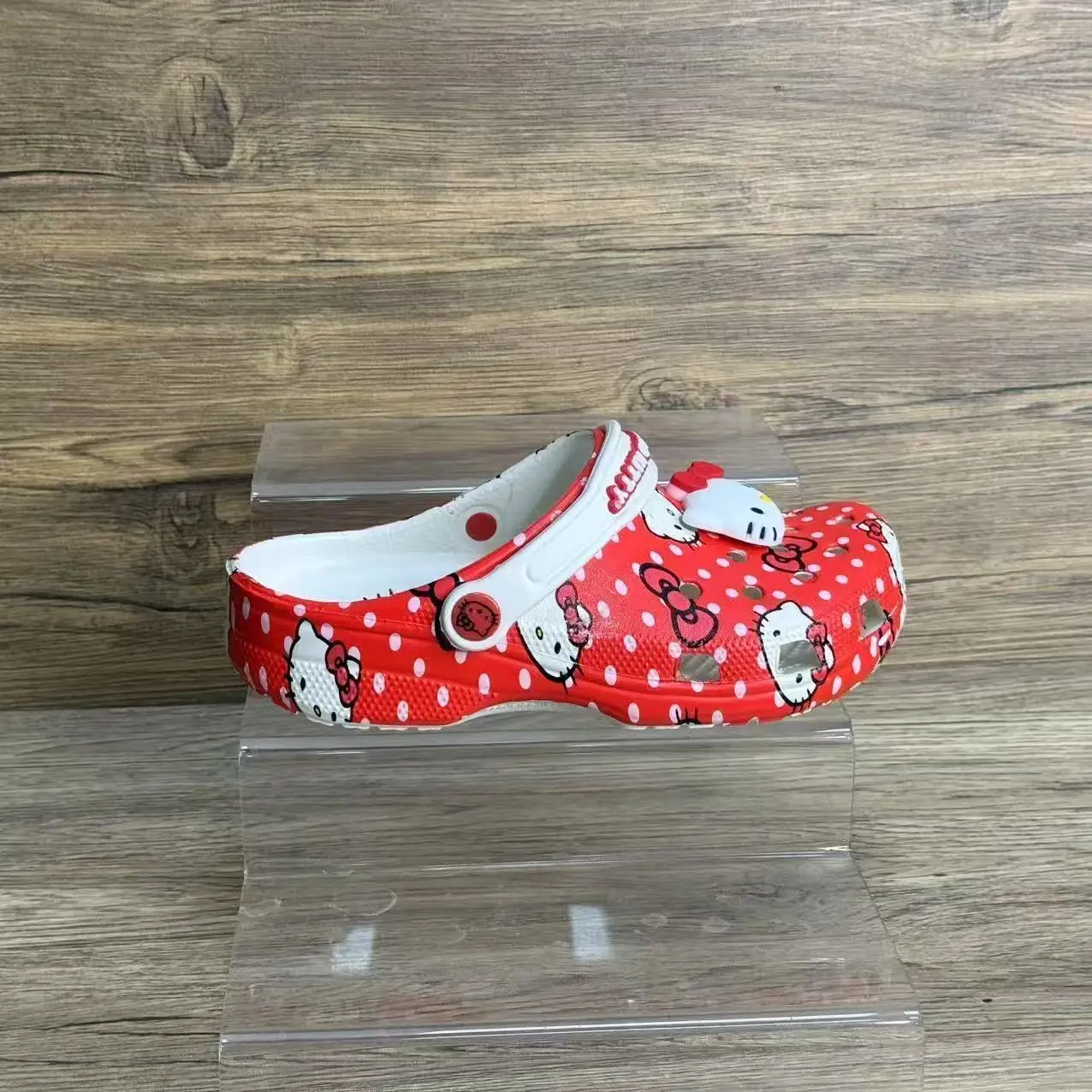 real pictures 2026 summer new Sanrio hello kitty caroon cute lovely red bow women girls white kids children beach heel sandals